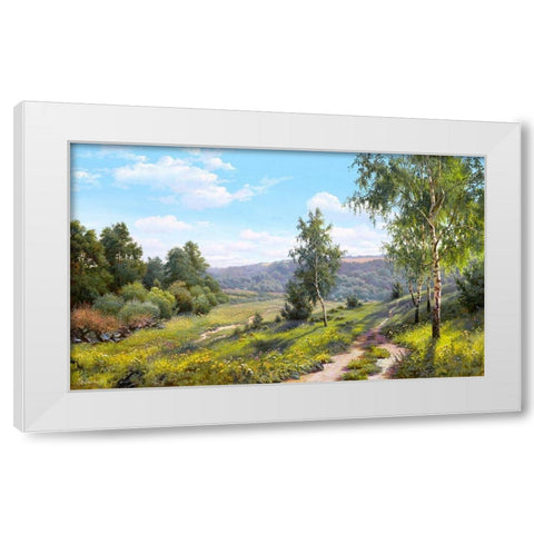 Path in the forest  White Modern Wood Framed Art Print by Prishchepa, Igor