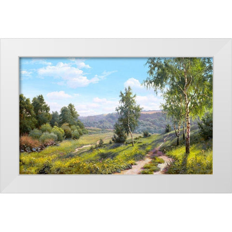 Path in the forest  White Modern Wood Framed Art Print by Prishchepa, Igor