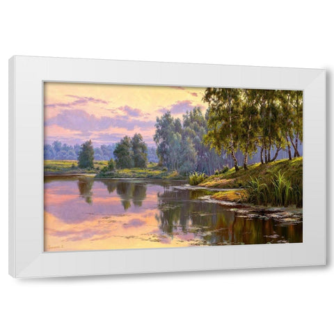 Silent backwater White Modern Wood Framed Art Print by Prishchepa, Igor