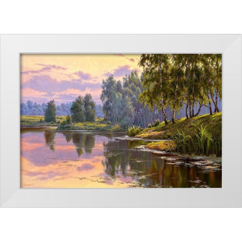 Silent backwater White Modern Wood Framed Art Print by Prishchepa, Igor