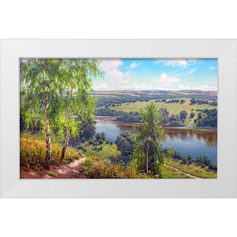 The path White Modern Wood Framed Art Print by Prishchepa, Igor