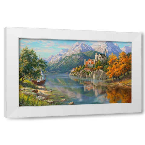 Castle by the river White Modern Wood Framed Art Print by Prishchepa, Igor