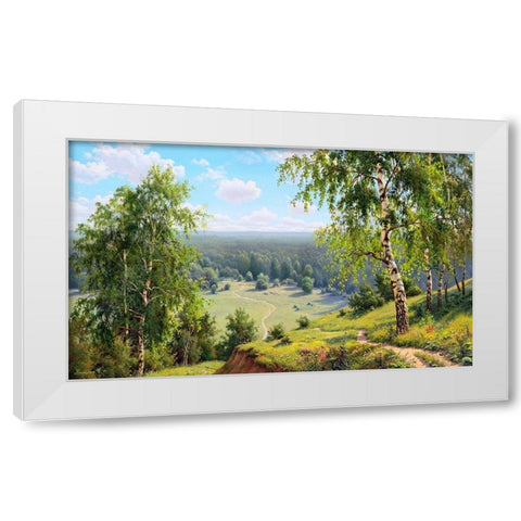 Birch valley White Modern Wood Framed Art Print by Prishchepa, Igor