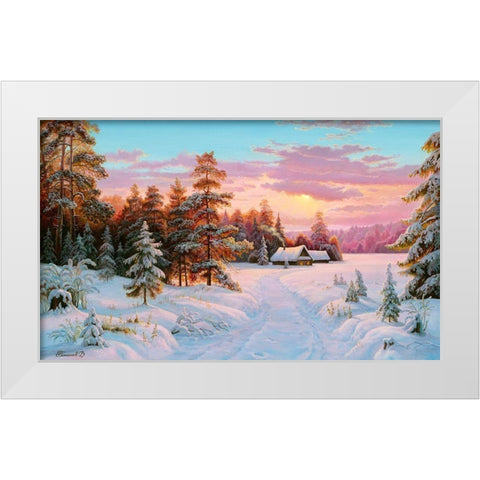 The road to the house White Modern Wood Framed Art Print by Potapov, Vitaly