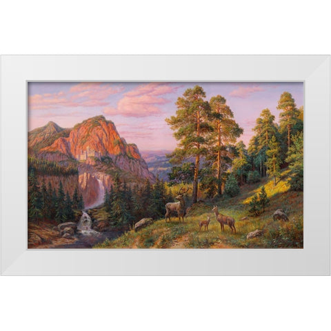 In the meadow White Modern Wood Framed Art Print by Potapov, Vitaly