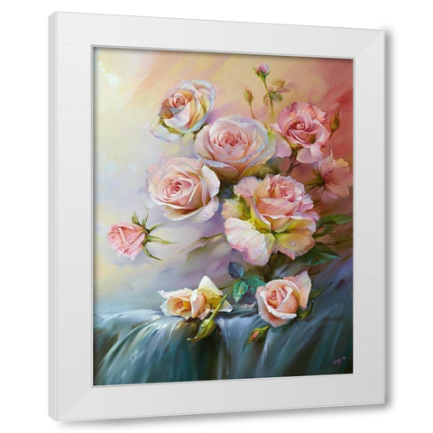 Pink morning White Modern Wood Framed Art Print by Romanov, Roman