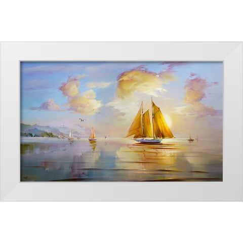 The dawn White Modern Wood Framed Art Print by Romanov, Roman