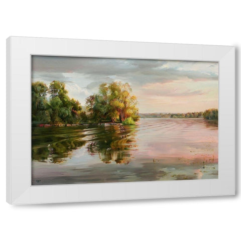 Evening on the Volga river White Modern Wood Framed Art Print by Romanov, Roman