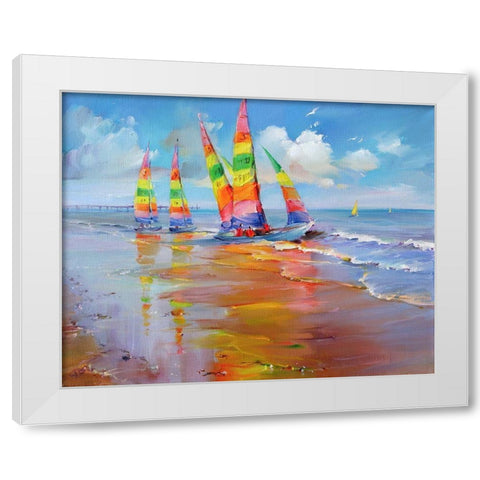 Saint Jean de Monts White Modern Wood Framed Art Print by Romanov, Roman