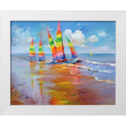 Saint Jean de Monts White Modern Wood Framed Art Print by Romanov, Roman