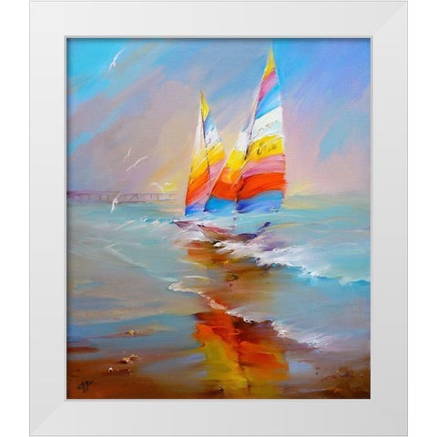 Sails White Modern Wood Framed Art Print by Romanov, Roman