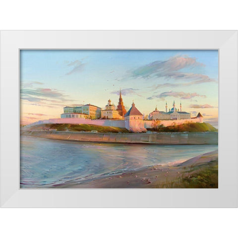 Kazan Kremlin White Modern Wood Framed Art Print by Romanov, Roman