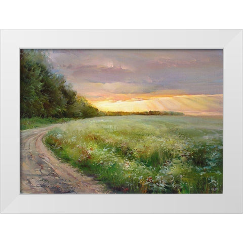 Field White Modern Wood Framed Art Print by Romanov, Roman