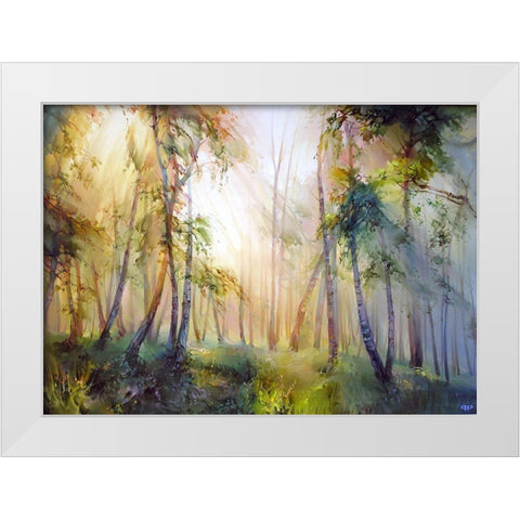 Forest tale White Modern Wood Framed Art Print by Romanov, Roman