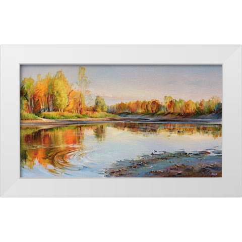 Volga bay White Modern Wood Framed Art Print by Romanov, Roman