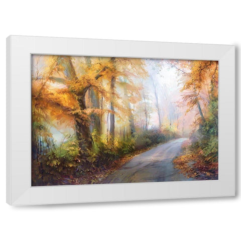 Road to the forest White Modern Wood Framed Art Print by Romanov, Roman