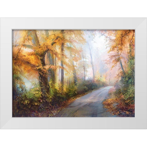 Road to the forest White Modern Wood Framed Art Print by Romanov, Roman