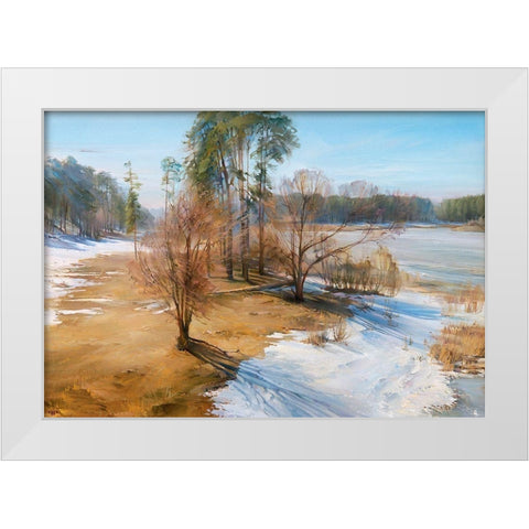 Spring White Modern Wood Framed Art Print by Romanov, Roman