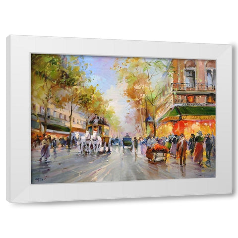 Cafe - Paix White Modern Wood Framed Art Print by Romanov, Roman