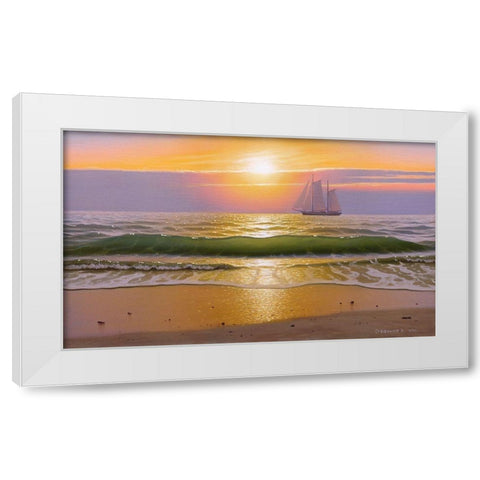 Evening walk White Modern Wood Framed Art Print by Stepanov, Alexander