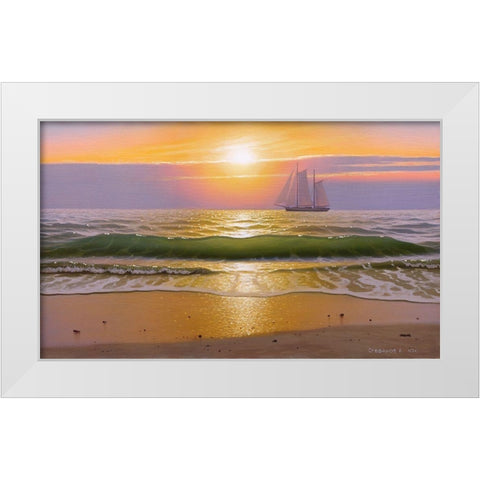 Evening walk White Modern Wood Framed Art Print by Stepanov, Alexander