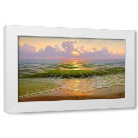 Mysterious sunset White Modern Wood Framed Art Print by Stepanov, Alexander
