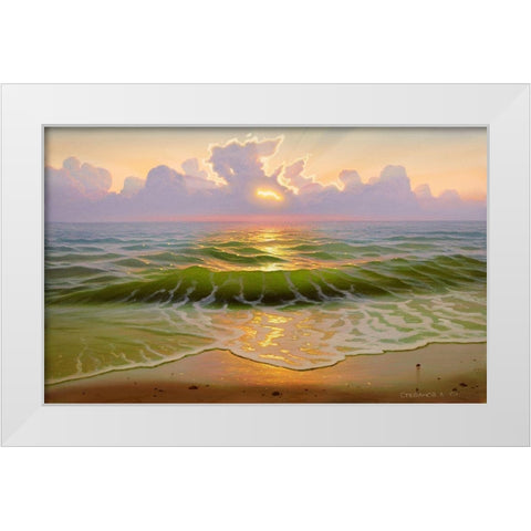 Mysterious sunset White Modern Wood Framed Art Print by Stepanov, Alexander