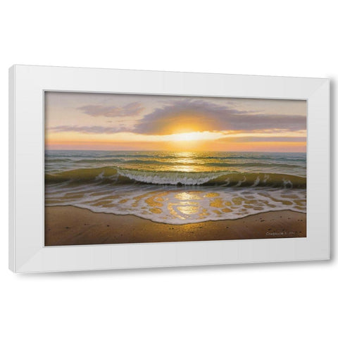 The wave White Modern Wood Framed Art Print by Stepanov, Alexander