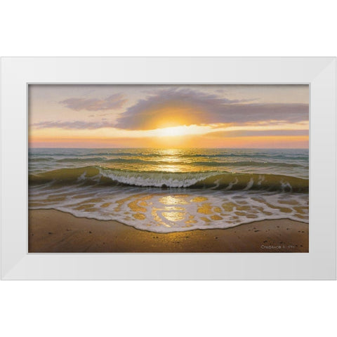 The wave White Modern Wood Framed Art Print by Stepanov, Alexander
