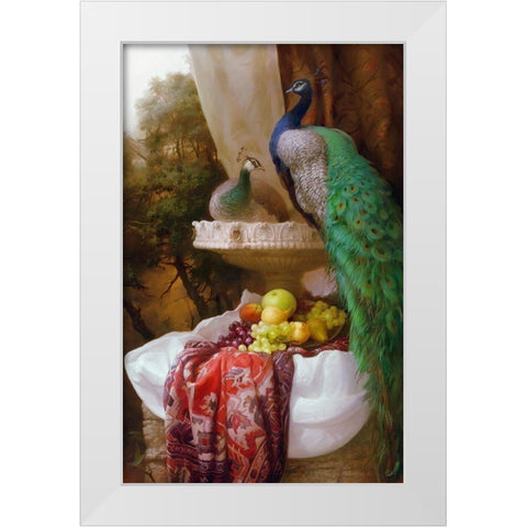 Peacocks White Modern Wood Framed Art Print by Sevryukov, Dmitry