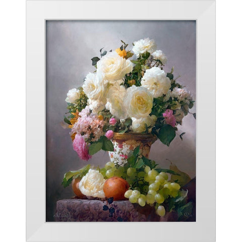 Bouquet White Modern Wood Framed Art Print by Sevryukov, Dmitry