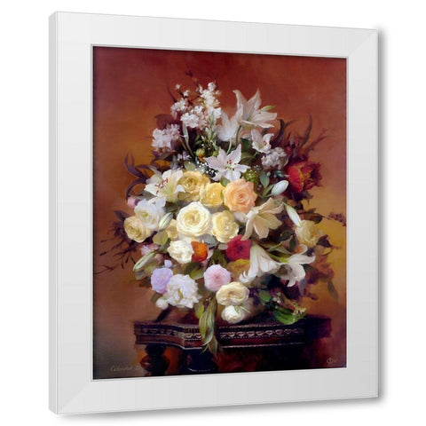 Bouquet with lilies White Modern Wood Framed Art Print by Sevryukov, Dmitry