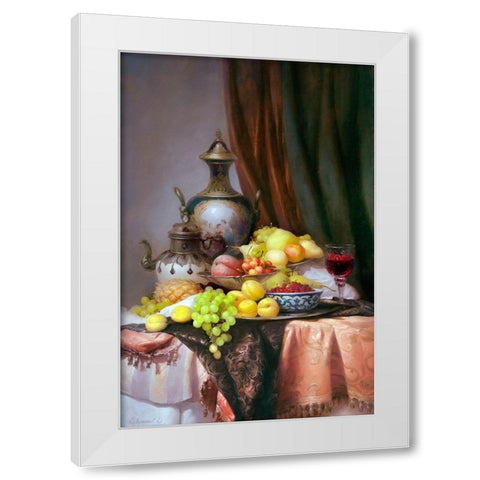 Still-life with Chinese teapot White Modern Wood Framed Art Print by Sevryukov, Dmitry