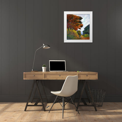 Falls Romance III White Modern Wood Framed Art Print by Tienhaara, Michael