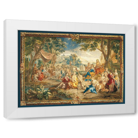 Brussels Tapestry White Modern Wood Framed Art Print by Anonymous
