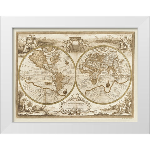 Mappa del Globo Terraqueo White Modern Wood Framed Art Print by Anonymous