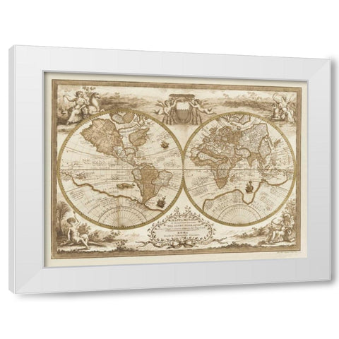 Mappa del Globo Terraqueo White Modern Wood Framed Art Print by Anonymous