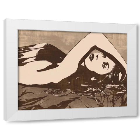 Her Pose White Modern Wood Framed Art Print by Cooper, Andrew