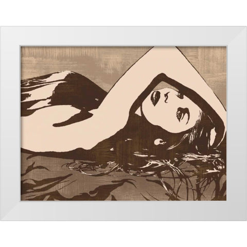 Her Pose White Modern Wood Framed Art Print by Cooper, Andrew