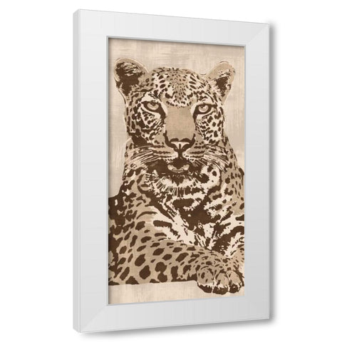 Leopard White Modern Wood Framed Art Print by Cooper, Andrew