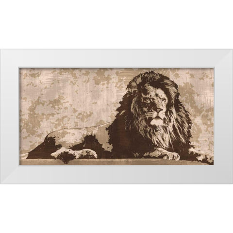 Lion White Modern Wood Framed Art Print by Cooper, Andrew