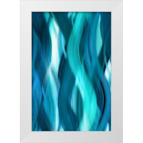 Aqua Flow White Modern Wood Framed Art Print by Campbell, Annie