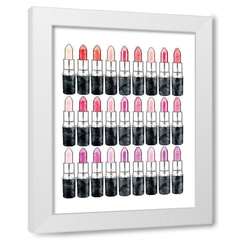 Lipsticks White Modern Wood Framed Art Print by Greenwood, Amanda