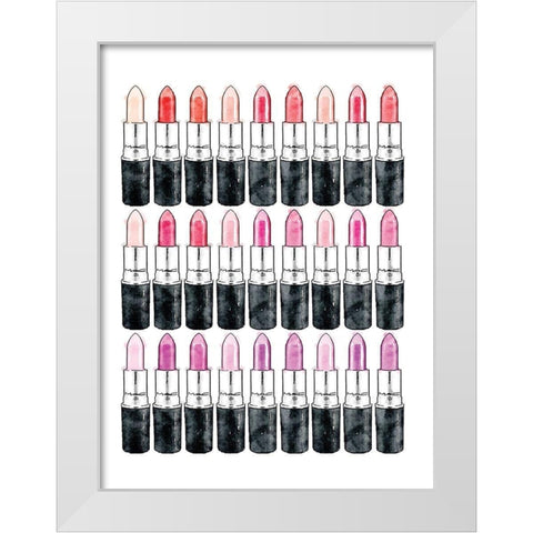 Lipsticks White Modern Wood Framed Art Print by Greenwood, Amanda