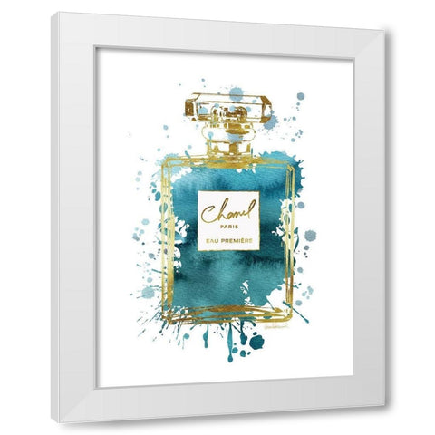 Perfume Bottle Deep Teal White Modern Wood Framed Art Print by Greenwood, Amanda