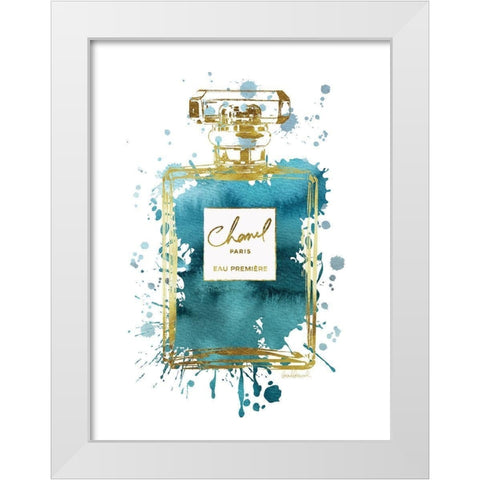 Perfume Bottle Deep Teal White Modern Wood Framed Art Print by Greenwood, Amanda