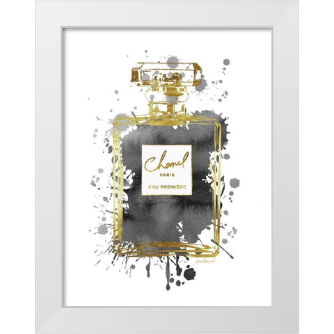 Perfume Bottle Grey White Modern Wood Framed Art Print by Greenwood, Amanda