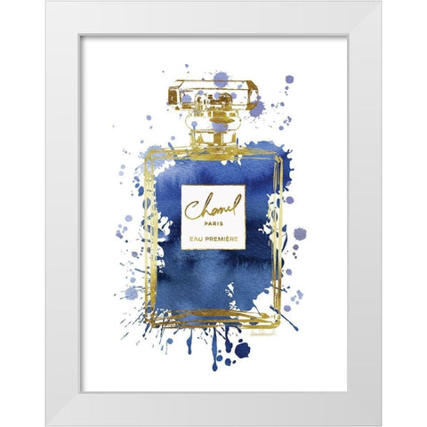 Perfume Bottle Navy White Modern Wood Framed Art Print by Greenwood, Amanda