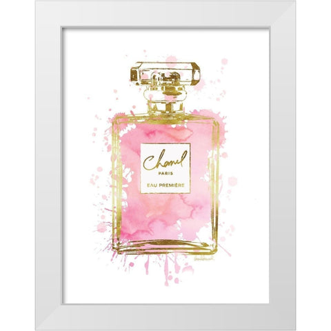 Perfume Bottle Pink White Modern Wood Framed Art Print by Greenwood, Amanda