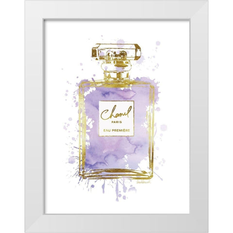 Perfume Bottle Purple White Modern Wood Framed Art Print by Greenwood, Amanda